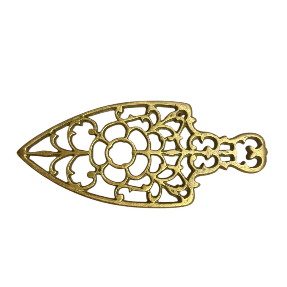 Vintage Rosette Solid Brass Iron Shaped Trivet